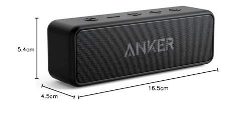 Anker Soundcore 2 Tragbarer Bluetooth-Lautsprecher, 24h Akku, IPX7 Wasserdicht, Schwarz
