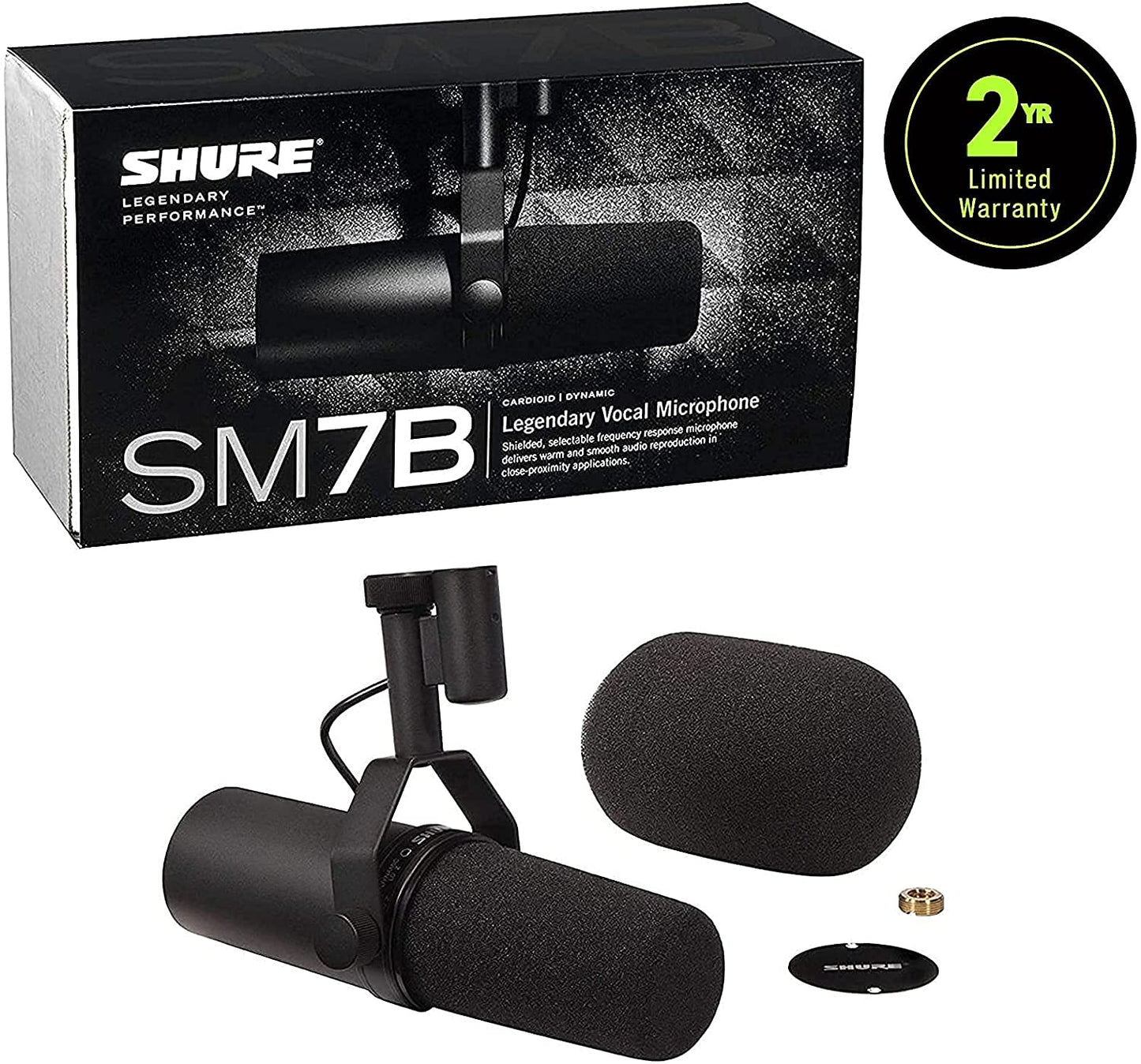 Shure SM7B Dynamisches XLR-Studiomikrofon, für Podcast & Rundfunk, Schwarz
