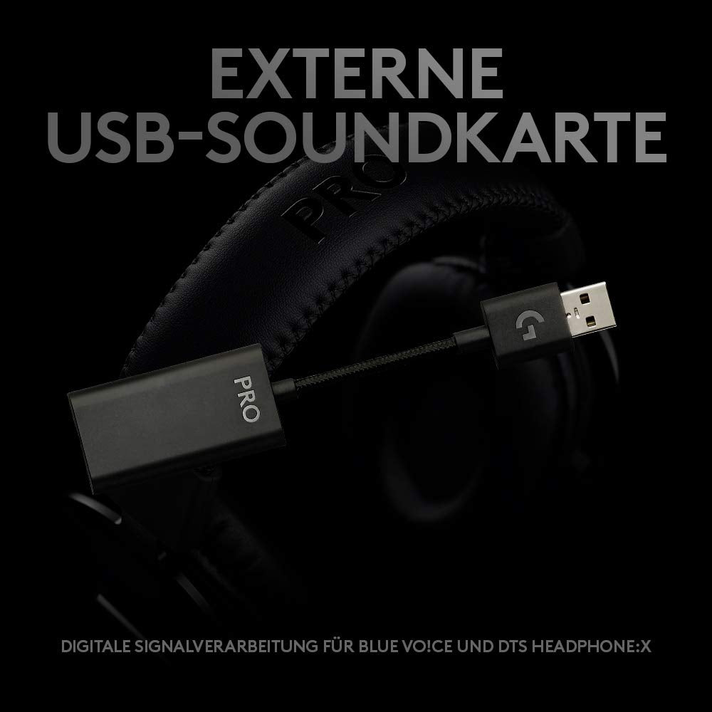 Logitech G PRO X Gaming-Headset, mit Blue VO!CE & DTS 7.1 Surround Sound, kabelgebunden, Schwarz
