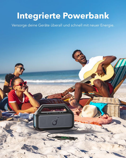 Anker Soundcore Boom 2 Tragbarer Bluetooth-Lautsprecher, 80W, Schwarz