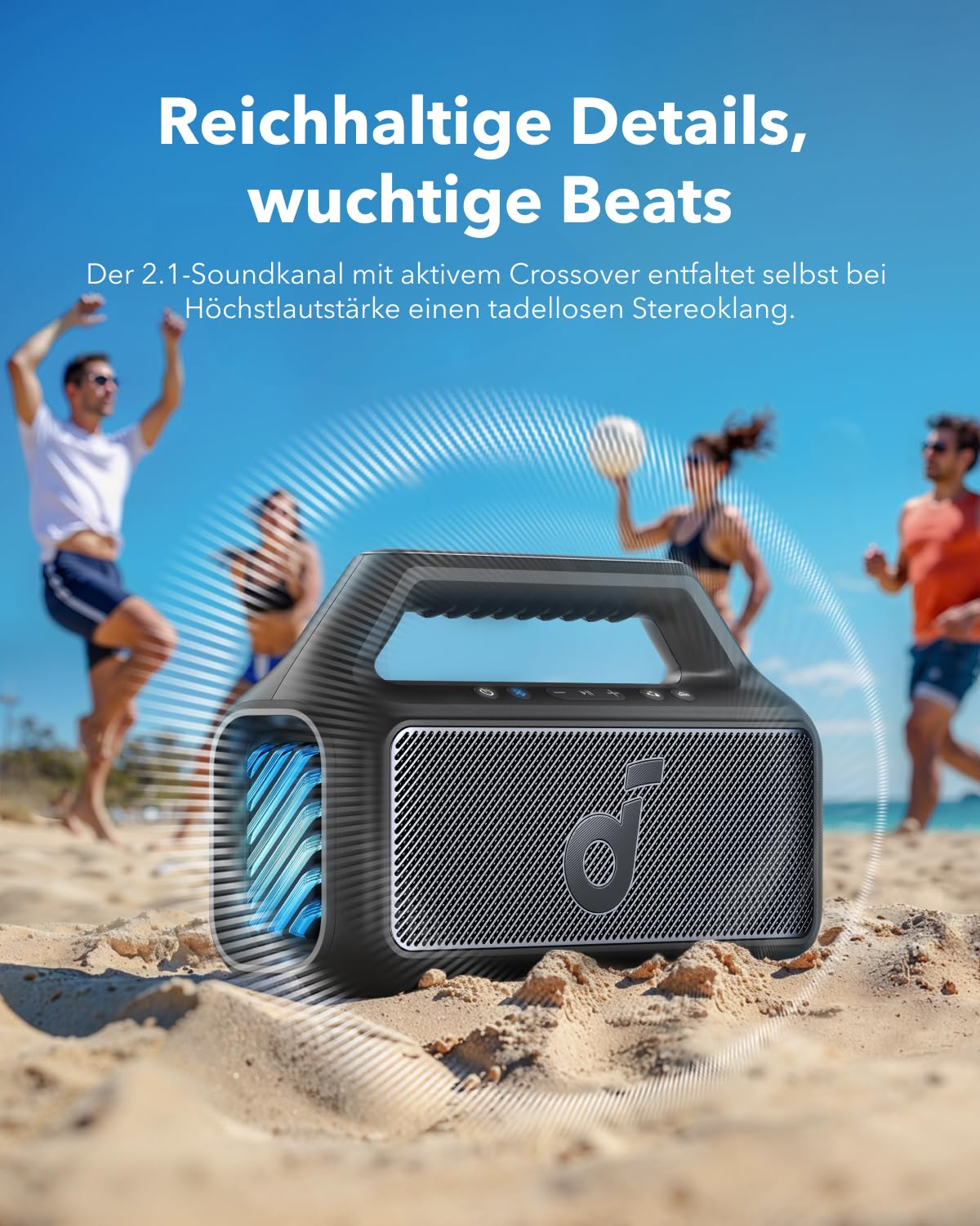 Anker Soundcore Boom 2 Tragbarer Bluetooth-Lautsprecher, 80W, Schwarz