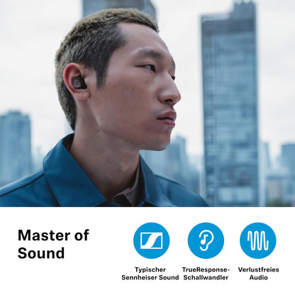 Sennheiser MOMENTUM True Wireless 4 Earbuds mit adaptiver ANC, Bluetooth 5.4, Schwarz Graphit