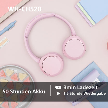 Sony WH-CH520 Kabellose Bluetooth On-Ear-Kopfhörer, 50h Akkulaufzeit, Schwarz