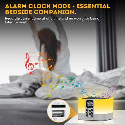 AFEXOA Bluetooth-Lautsprecher, Wecker & Nachtlicht, mit Naturgeräuschen, für Schlaf- & Kinderzimmer