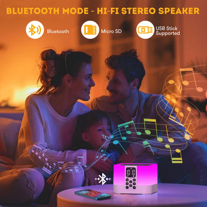 AFEXOA Bluetooth-Lautsprecher, Wecker & Nachtlicht, mit Naturgeräuschen, für Schlaf- & Kinderzimmer