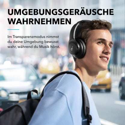 Soundcore Q20i Kabellose Over-Ear-Kopfhörer mit Hybrid ANC, 40h Akku, Hi-Res Audio, Schwarz
