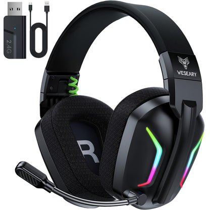 WESEARY WG1 Wireless Gaming Headset mit 2,4G & Bluetooth, 50+h Akku, Noise Cancelling