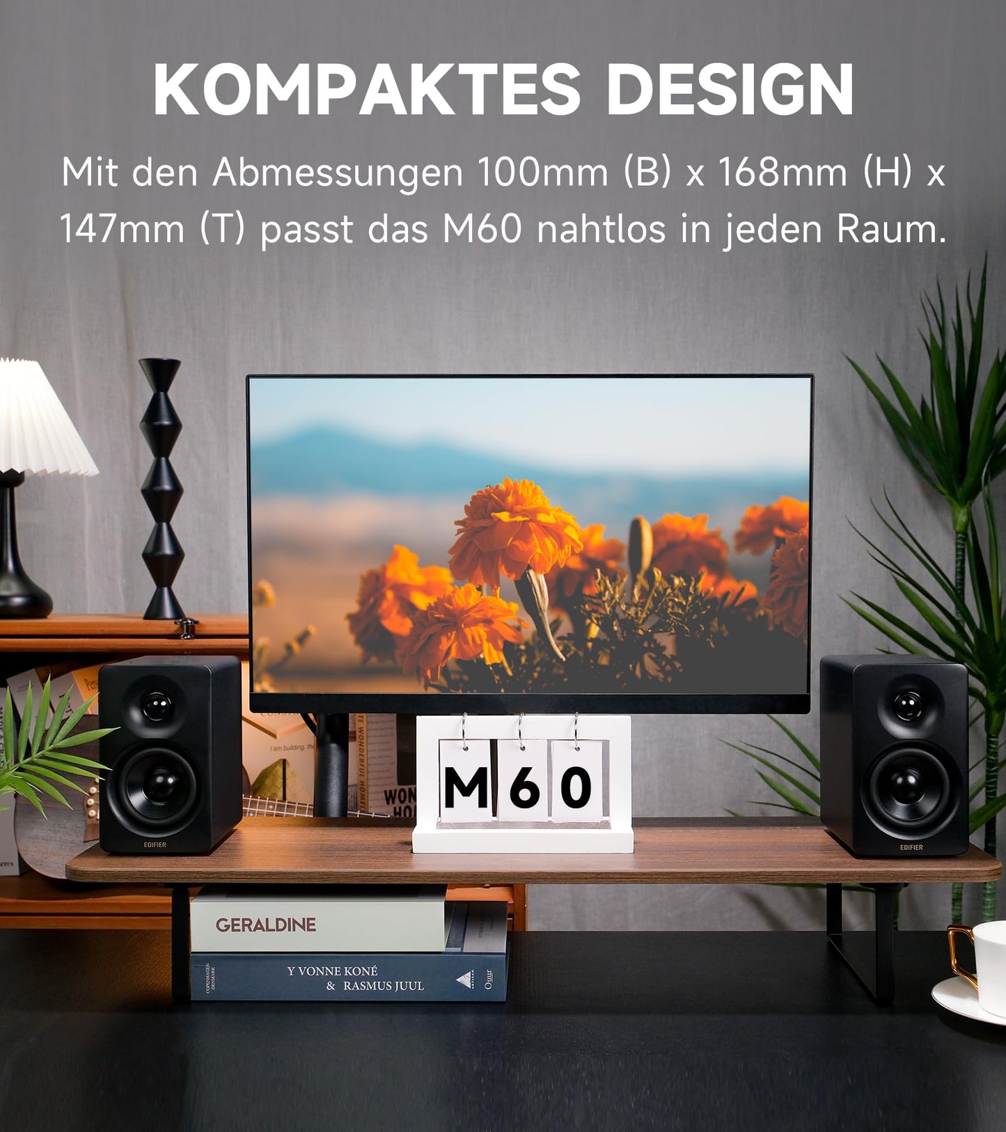 Edifier M60 Bluetooth Desktop-Lautsprecher, 66W, Hi-Res Audio, LDAC, Schwarz