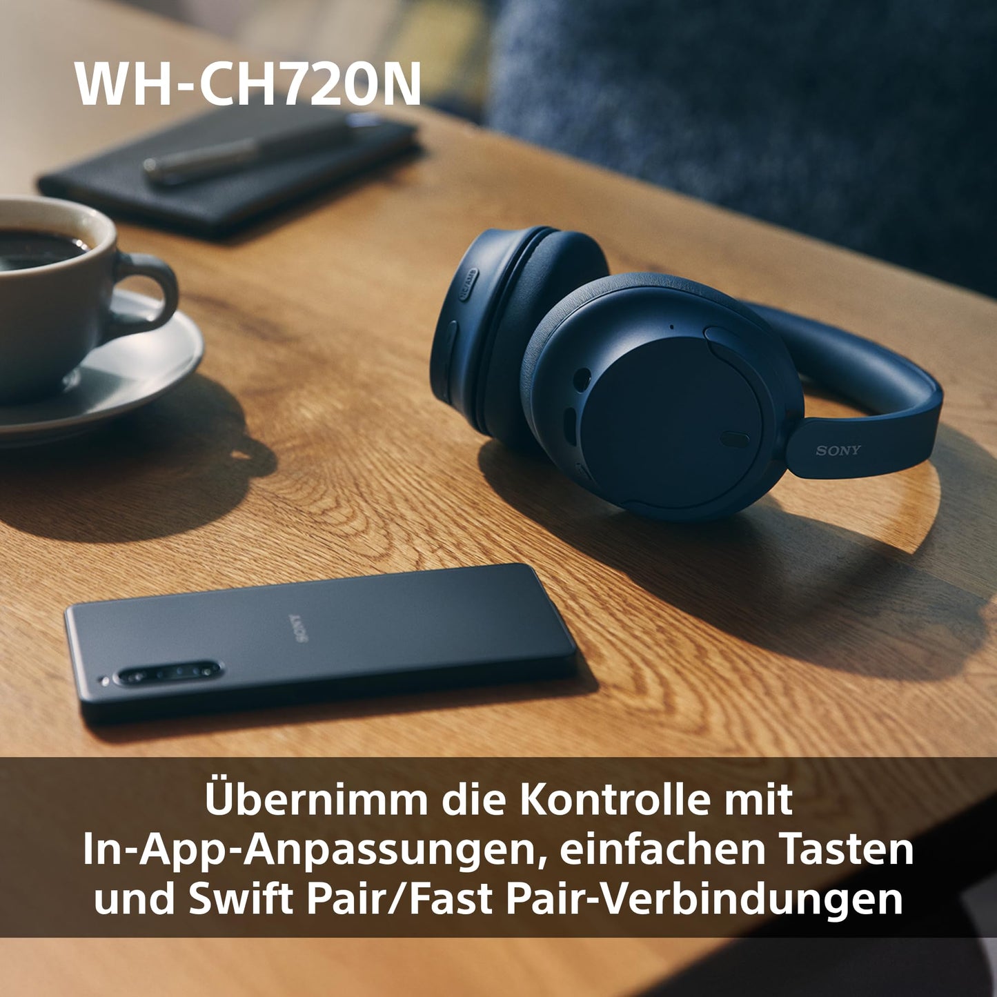 Sony WH-CH720N Kabellose Bluetooth-Kopfhörer mit Noise Cancelling, Schwarz